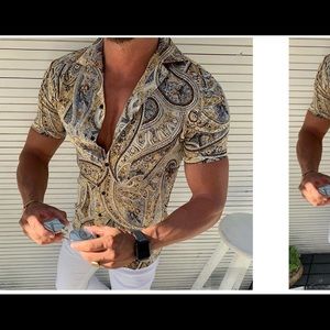 Minimalist men’s fashion print short sleeve
